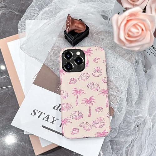 DAIZAG Case Compatible with for iPhone 16 Pro Max,Pink Seashells Palm Trees Beach Phone Case for iPhone 16 Pro Max for Girl Women Boy Men thumbnail 4