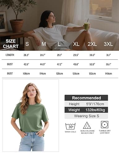 Kinglaman 5 Pack Womens Oversized T Shirts Crew Neck Loose Fit Short Sleeve Tshirts Summer Workout Plus Size Tee Tops thumbnail 5