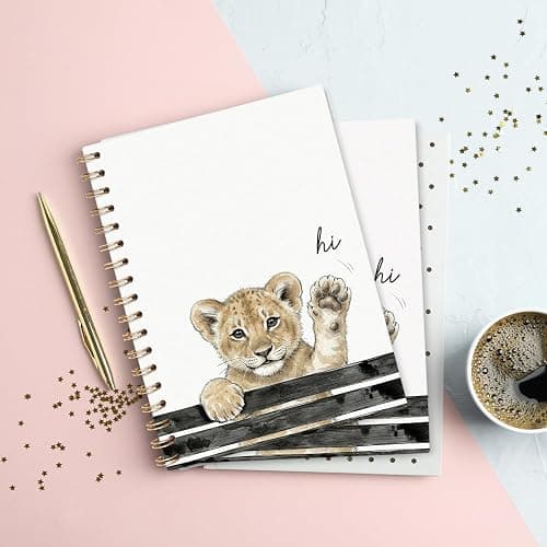 VONTP Cute Lion Notebook Journal Gifts for Lion Animal Lovers, Cute Notebooks for Women Teen Girls Lovers, Animal Journal for Work School Women Teen Girls Kids, 5.5 x 8.3 Inches thumbnail 6