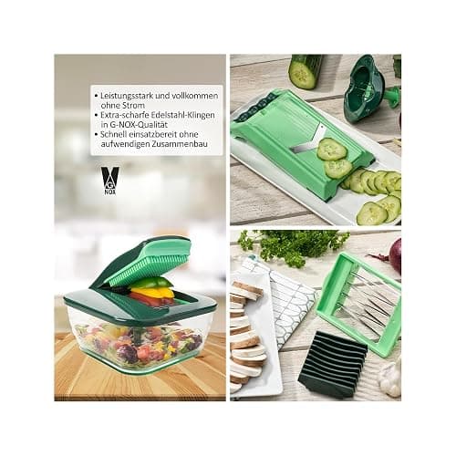 Nicer Dicer Chef Deluxe-Set 28-tlg. Multifunktions-Profi-Gemüseschneider mit Glasschale und Tomatenschneider | Teigwaren, Scheiben, Streifen, Spiralen, Julienne thumbnail 4