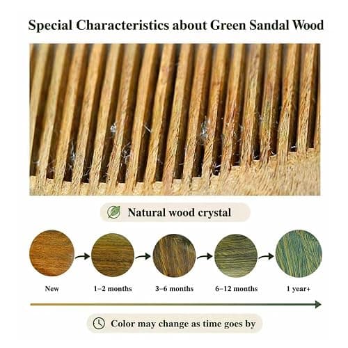 Onedor Handmade 100% Natural Green Sandalwood Hair Combs - Anti-Static Sandalwood Scent Natural Hair Detangler Wooden Comb (Wide Tooth),1 Count (Pack of 1) | 100% natural green sandalwood, handmade, anti-static, 8 in, 2.12 oz, for curly thick long hair, 1 count thumbnail 7