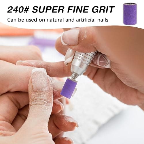 Rolybag Sanding Bands for Nail Drill 240 Grit Extreme Fine Nail Sanding Bands 200Pcs Purple Professional Sanding Bands and 2Pcs Nail Drill Bits for Manicures and Pedicure thumbnail 2