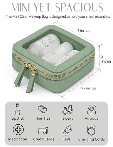 Popvibe Clear Makeup Bag Travel Cosmetic Case Transparent Toiletry Bag with Zipper, Portable Make Up Organizer Traveling Compact Car Bag for Essentials thumbnail 4
