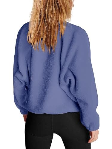 Nirovien Womens Fleece Pullover Long Sleeve Sherpa Jacket Button Down Fuzzy Sweatshirt Warm Outwear with Pockets thumbnail 4