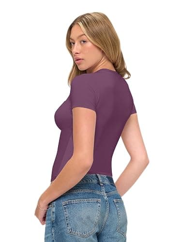 Natural Uniforms Womens Super Soft, Super Stretch Y2K Short Sleeve Baby Tee Crop Top thumbnail 2