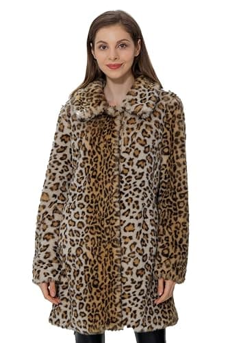 Bellivera Womens Leopard Print Fleece Coat, Spring and Winter Fashion Fuzzy Jacket Faux Fur Fluffy Cardigan Overcoat thumbnail 4