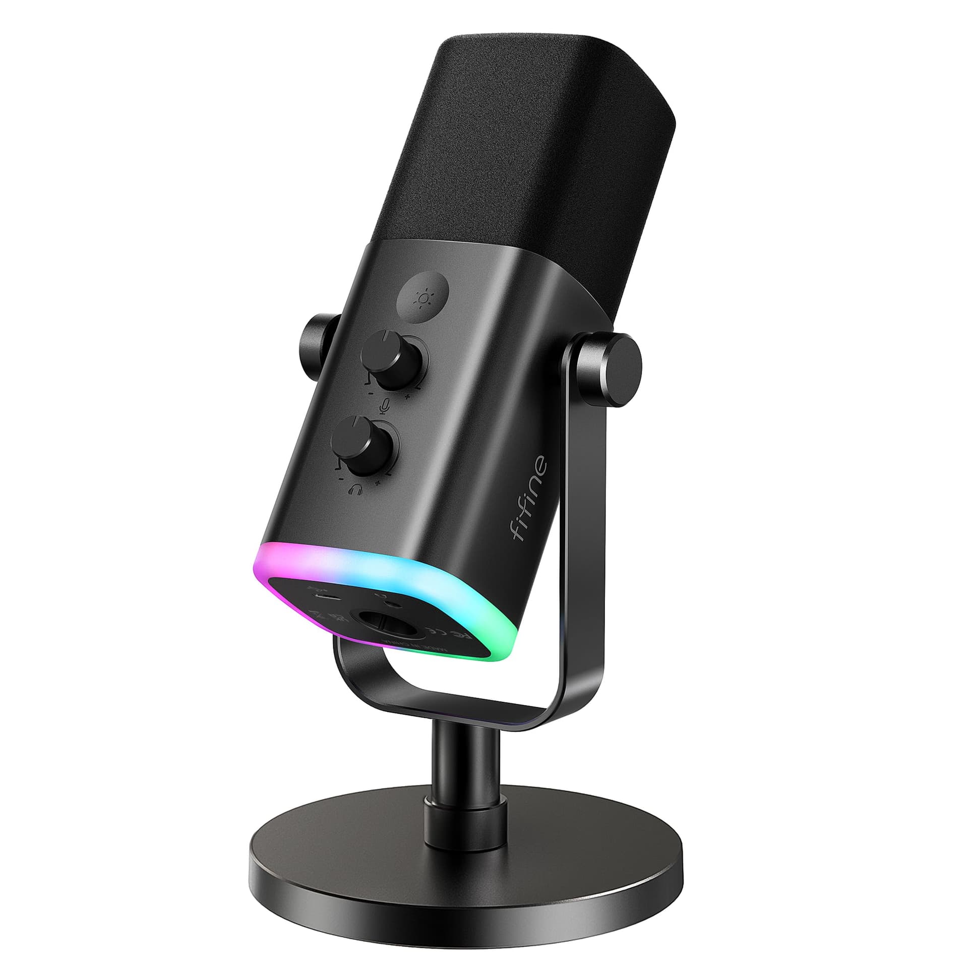 FIFINE XLR/USB Dynamic Microphone for Podcast Recording, PC Computer Gaming Streaming Mic with RGB Light, Mute Button, Headphones Jack, Desktop Stand, Vocal Mic for Singing YouTube-AmpliGame AM8 - Image 1