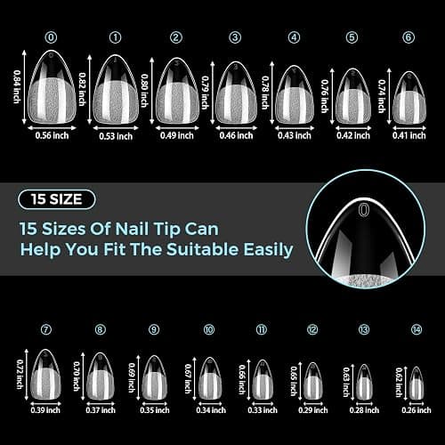 TOMICCA 510Pcs Short Almond Soft Gel Nail Tips – Full Cover Clear False Nails Press On, Pre-Shaped for Nail Extensions DIY Manicure, 15 Sizes thumbnail 4