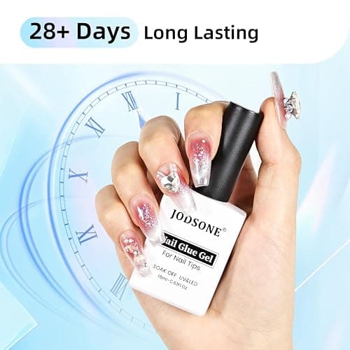 JODSONE 18ml Nail Glue Gel Polish U V Light Cured Clear Press on Nails Extension Fake at Home Salon DIY thumbnail 5