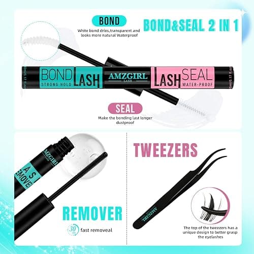 Manga Lash Clusters Kit 144PCS Fairy Eyelash Extension Kit with Lash Bond and Seal, Fake Eyelashes Clusters with Invisible Lashes Band, Lash Glue Remover and Lash Applicators (8-16mm Kit,White Bond) thumbnail 5