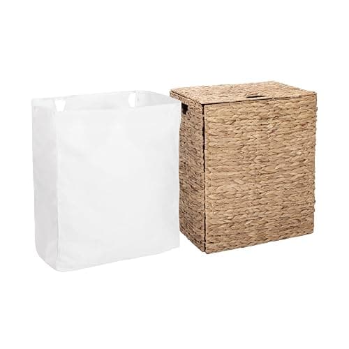 Seville Classics Premium Natural Handwoven Portable Laundry Bin Basket with Carrying Handles, Natural Water Hyacinth, Rectangular, Volume: 2.5 bushels or 3.1 cu. ft, 18.5" W x 12.2" D x 24" H thumbnail 9