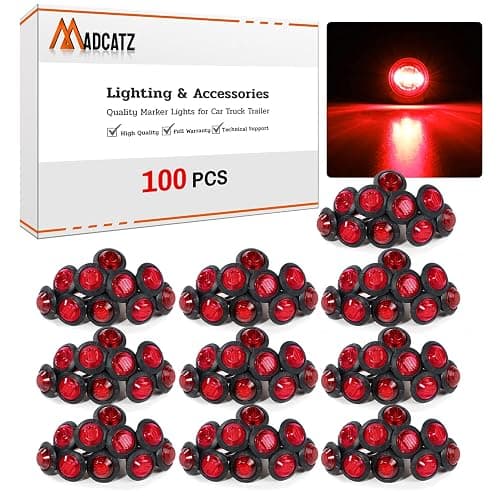 100Pcs 3/4 Inch Red 3 LED Marker lights, LED trailer Marker Light, LED Clearance Bullet Side Marker Light, Turn Signal Identification Indicator Light for Trailer Truck RV Car Bus Van thumbnail 2