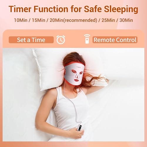 NVBOTY LED Face Mask Light Therapy, 4 Modes Portable Red Light Therapy for Face, 2000mAh Rechargeable Remote, Blue, Orange, 850NM Infrared & Red Light Mask, 400 LEDs, Timing Function, at Home & Travel thumbnail 6