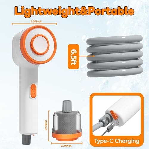 Portable Camping Shower, Shower Head with LED Light, Camping Shower Pump with Carbon Purification, Foldable Bucket, Summer Beach, Outdoor Camp Showering for Hiking, Pet Bath, RV Car Wash, Water Plant thumbnail 5
