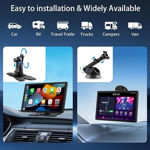 CarPlay Screen for Car, 9'' Wireless CarPlay & Android Auto - Smart Portable Touchscreen with Bluetooth/FM, Mirror Link, Voice Control, GPS Navigation, Hands-Free Calling, Plug & Play Car Play Screen thumbnail 6