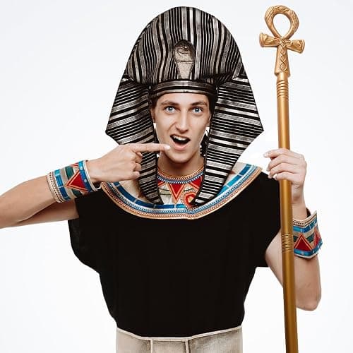 Spooktacular Creations Halloween Staff, Egyptian Costume Walking Cane Accessories for Dress Up, Gold Egyptian Style Walking Stick Toy Prop for Kids Women Men Halloween Cosplay Party thumbnail 4