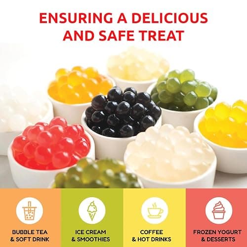 Fanale Watermelon Popping Boba Pearls, Vegan, Non GMO, Gluten Free, Fat Free, Perfect for Bubble Tea, Smoothies, Ice Cream, Desserts, and Beverages. thumbnail 6