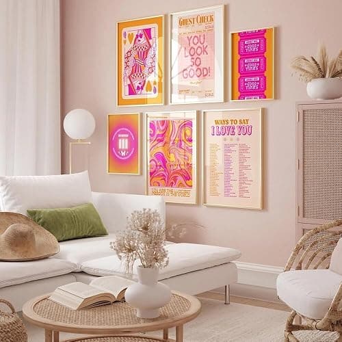 Sfwarmart Trendy Retro Aesthetic Posters And Prints Orange Pink Preppy Quote Wall Art Canvas Painting Wall Picture For Dorm Room Decor 8x10Inchx6pcs Unframed thumbnail 3