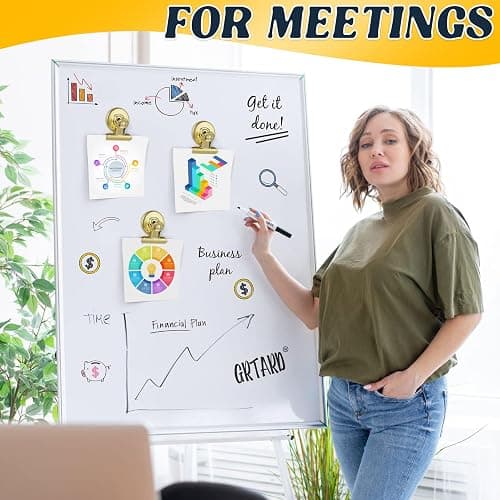 Grtard 6 Pack Magnetic Clips Heavy Duty, Magnet Clips for Fridge, Refrigerator Magnets, Strong Magnetic Clip,Scratch Free Magnets with Clip for Refrigerator, Whiteboard, Classroom, Locker(Gold) thumbnail 2