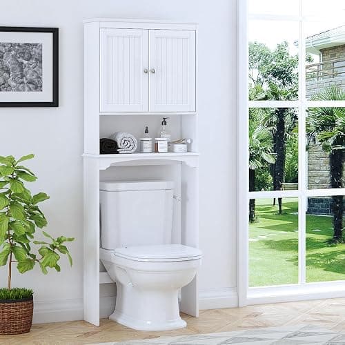 Spirich Over The Toilet Storage Cabinet, Bathroom Shelf Over Toilet, Bathroom Storage Cabinet Organizer, White thumbnail 8