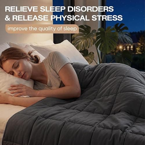 RJOP Cooling Weighted Blanket for Adults (15lbs, 60"x80") Heavy Blanket with Premium Glass, Queen Size Perfect for 190-210 lbs, Soft Breathable, Dark Grey thumbnail 3