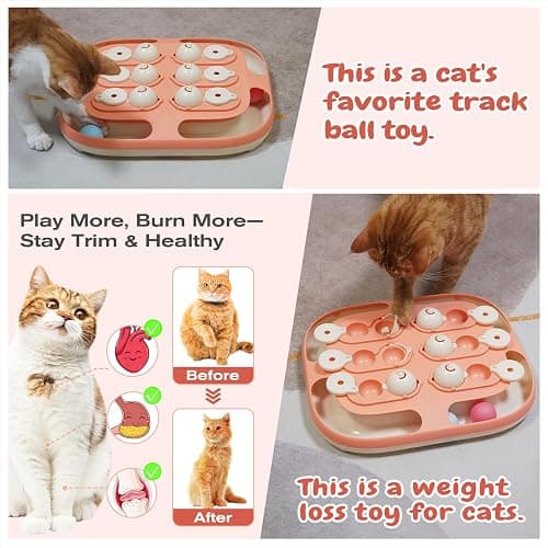 KADTC 2 Ways to Play 2 Levels in 1 Cat Treat Puzzle Toy & Track Balls for Indoor Cats Puzzles Feeder Kitten Stimulating Enrichment Toy Sensory Activity Kitty Interactive Entertainment Games thumbnail 4
