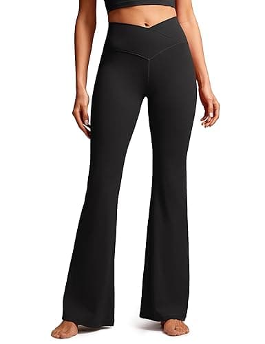 CRZ YOGA Butterluxe Crossover Flare Leggings for Women 29'' / 31'' / 33" - High Waist V Cross Bootcut Bell Bottoms Yoga Pants