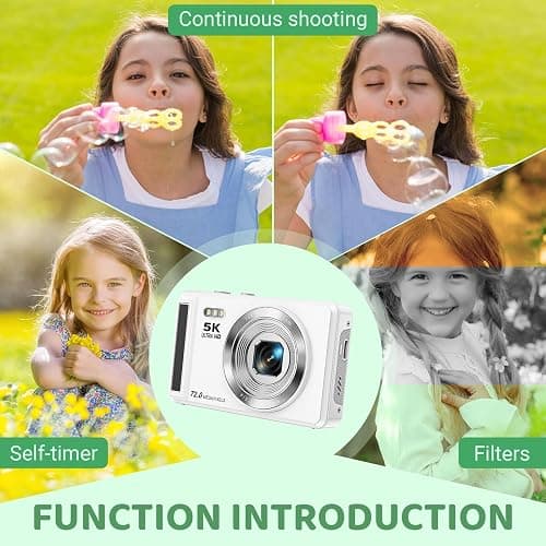 Digital Camera - 5K 72MP Vlogging Camera with 16X Zoom for Kids' Gifts - Autofocus Point and Shoot Digital Cameras for Photography - UHD 2.8'' Screen Compact Portable Camara with 32GB SD Card thumbnail 6