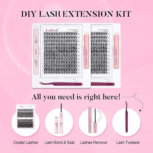 Eyelash Extension Kit Lash Bond and Seal Lash Clusters with Eyelash Tweezer Lash Glue for Individual Lashes Lash Applicator Tool for DIY Lash Extension Kit Makeup (Set 20D-0.07D, 15-20mm) thumbnail 2