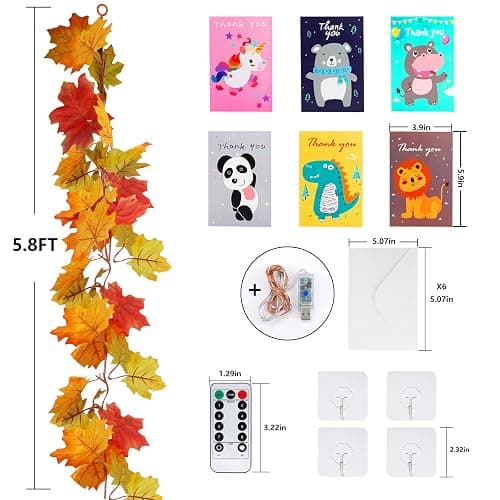 Stondino 2 Pack Christmas Leaves Garland with Lighted - 5.8Ft/Piece Fall Light Up Garland with 16.4Ft 50 LED Lights String Autumn Porch Decorations for Home - USB thumbnail 4