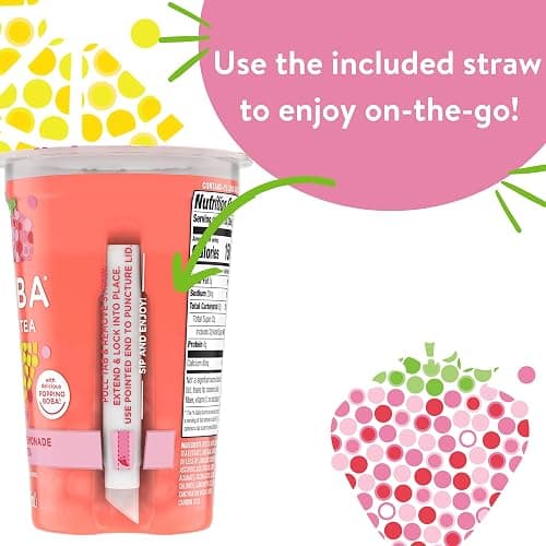 Joyba Bubble Tea Strawberry Lemonade Green Tea, 6 Pack, 12 fl. oz. Cups thumbnail 3