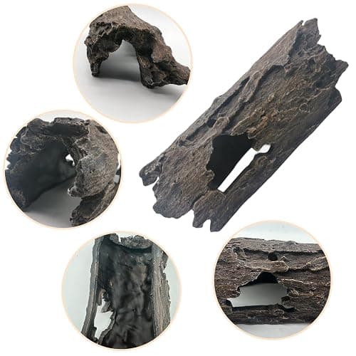 Tfwadmx Bearded Dragon Hide, 13.5" Large Reptile Hideout, Resin Simulated Hollow Log for Aquarium, Betta Fish Hideout, Reptile Tank Accessories for Corn Snakes, Young Ball Pythons, Geckos, Axolotls thumbnail 3