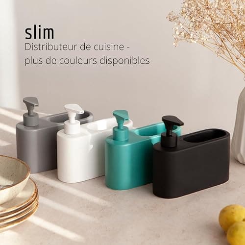 KOOK TIME Distributeur Liquide Vaisselle Porte Eponge pour Cuisine | Distributeur Savon Liquide pour Les Mains avec Espace Porte éponge | Porte Savon Cuisine | Matériel: céramique | Couleur: Blanc thumbnail 7