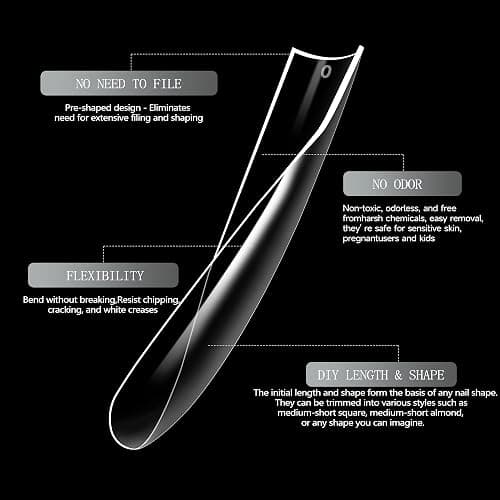 AKA Unicorn 240Pcs Soft Gel Nail Tips, Long Square Clear Full Cover Fake Nails, XXL Acrylic Nail Extensions Kit, Clear Press On Nails Tips for Home DIY & Beginner, 12 Sizes thumbnail 2