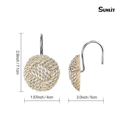 Sunlit Boho Knots Shower Curtain Hooks, Home Decorative Shower Curtain Rings for Bathroom, Seaside Nautical Shower Curtain Hangers Bathroom Accessories, Set of 12 thumbnail 2