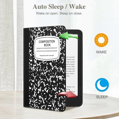Fintie Case for 7"/6.8" Kindle Paperwhite(12th/11th Generation-2024/2021) and Kindle Colorsoft Signature Edition -Slim Foldable Stand Cover Auto Wake/Sleep for Paperwhite 2024, Composition Book thumbnail 3