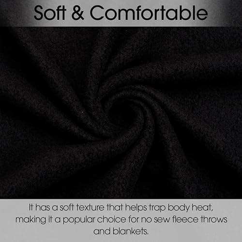 Pico Textiles 4 Yards Bolt - Black Solid Fleece Fabric - Sold by The Bolt - Ideal for Sewing Projects, Scarves, No Sew Fleece Throws & Tie Blankets thumbnail 3