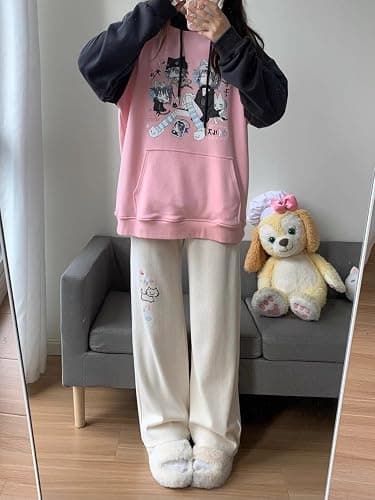 GOTHPICKUS Womens Y2K Corduroy Cute Print Pants Embroidery Kawaii Cartoon Trousers High Waist Casual Sweatpants thumbnail 4