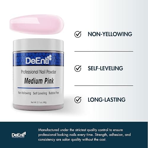 DeEnti Acrylic Nail Powder - 2oz Medium Pink|Professional Grade, Bubble-Free Acrylic Powder for Nails | Long-Lasting, Chip-Resistant Nail Acrylic Powder for Carving, Extensions & Fake Nails thumbnail 3