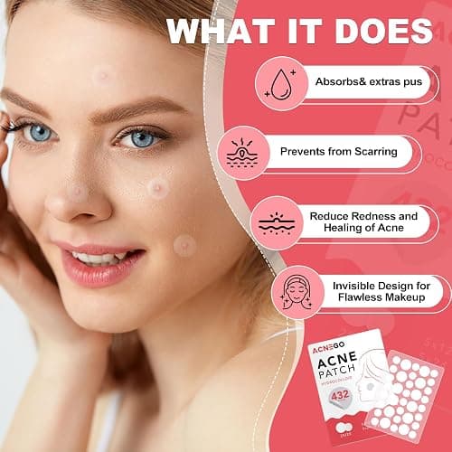 AcneGo 432 Counts Pimple Patches for Face, Hydrocolloid Acne Patches Zit Patches for Face Acne Spot Treatment Patch Cystic Acne Treatment Stickers Blemish Hydrocolloid Patches for all Skin Type thumbnail 3