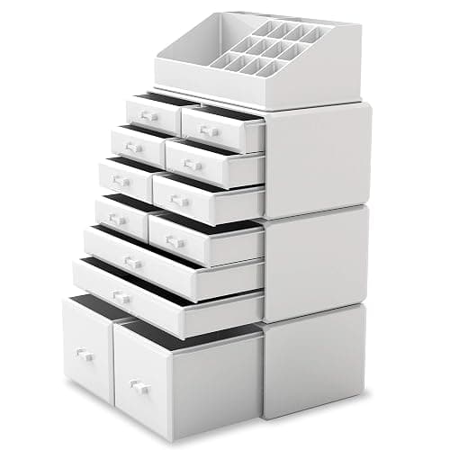 Readaeer Makeup Cosmetic Organizer Storage Drawers Display Boxes Case 12 Drawers （White） thumbnail 8