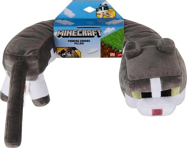 Mattel Minecraft Purring Sounds Neck Pillow, Cat Plush Toy with Sound for Travel, Comfort & Play (Amazon Exclusive) thumbnail 6