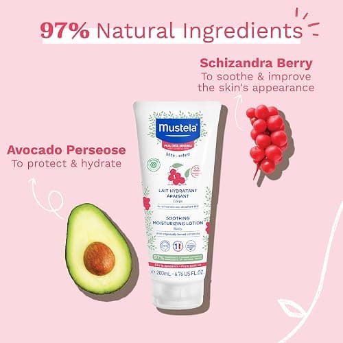 Mustela Baby Soothing Lotion - Moisturizing Body Lotion for Very Sensitive Skin - with Natural Avocado & Schizandra Berry - Fragrance-Free - 6.76 fl. Oz thumbnail 3