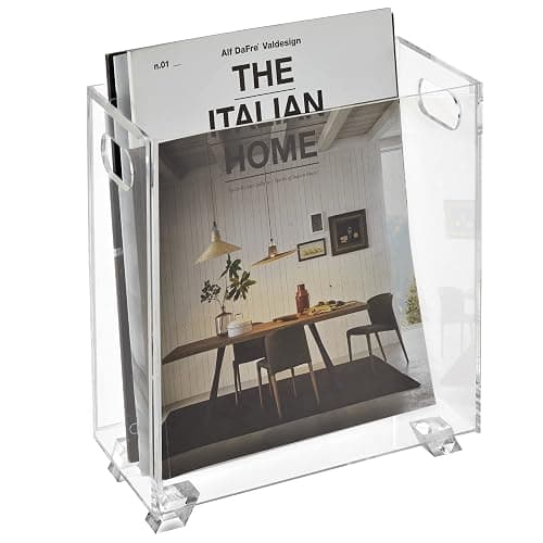 Stock Your Home Acrylic Magazine Holder - Crystal Clear Holder - Shatterproof - Open Top - Space Saver - For Magazines, Publications, Office Desk, Reception, Waiting Room - Image 1