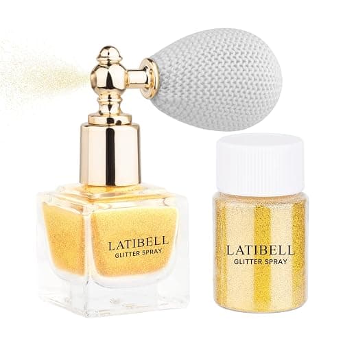 LATIBELL Gold Body & Hair Glitter Spray with Refill Jar for Rave Makeup | Cosmetic Shimmer, For Hair, Body, Face, Clothes & Nails, Ideal for Festival, Party and Craft Design - Image 1