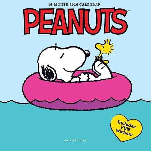 Graphique 2026 Peanuts Mini Wall Calendar | 7” x 7” | Thick Paper | Home & Office Organizer | Large Monthly Grid | 3 Languages & Marked Holidays | 4 Month Preview Page for 2027 - Image 1