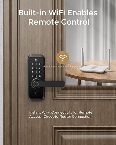 WiFi Video Smart Lock with Camera & Handle - 6-in-1 Keyless Entry (Fingerprint/App/Keypad/FOB/Key), Electric Deadbolt Door Knob for Front, Built-in WiFi, 2-Way Audio, Auto-Lock, Waterproof - Black thumbnail 8