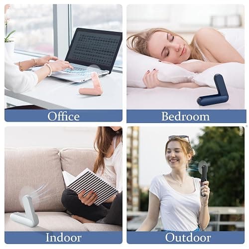 Lerat Portable Handheld Fan, 2 IN 1 Mini Hand Fan, Battery Operated [8-15 Working Hours], USB Rechargeable Personal Foldable Fan for Indoor, Small Pocket Fans Travel Essentials for Outdoor (Blue) thumbnail 7
