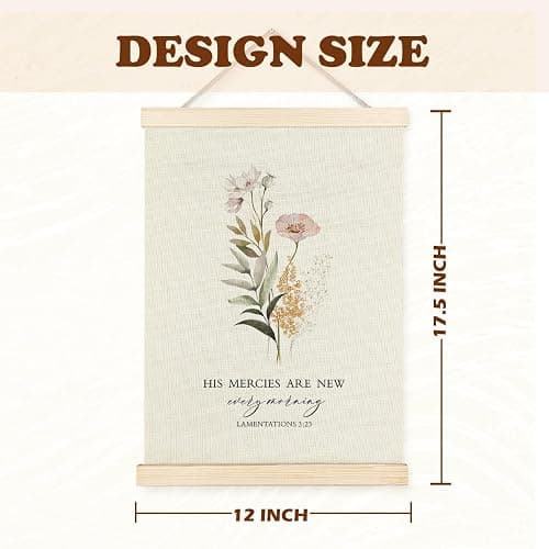 Supwhd Christian Wall Art Decor for Bedroom Living Room Office, His Mercies are New Every Morning Scripture Wall Art Framed 12x16, Christian Gifts for Women thumbnail 6
