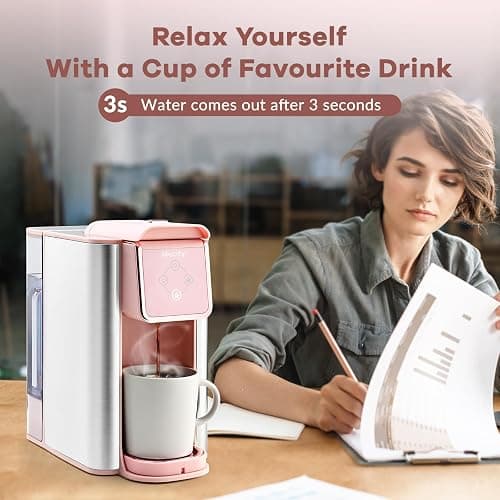 Mecity Pink Coffee Maker 3-in-1 Single Serve Coffee Machine, For Flat Bottom Coffee Capsule, Ground Coffee, 6 to 10 Ounce Cup, Removable 50 Oz Water Reservoir, 120V 1150W thumbnail 2